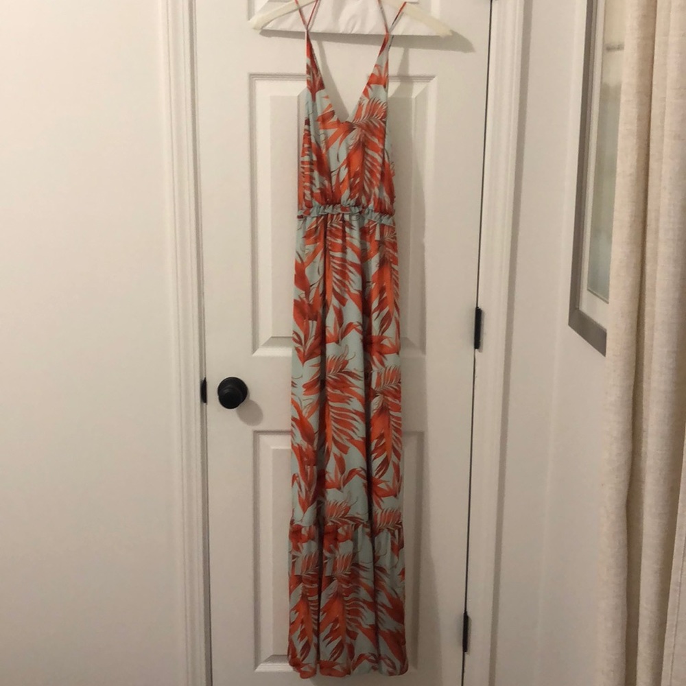 Orange palm print maxi dress